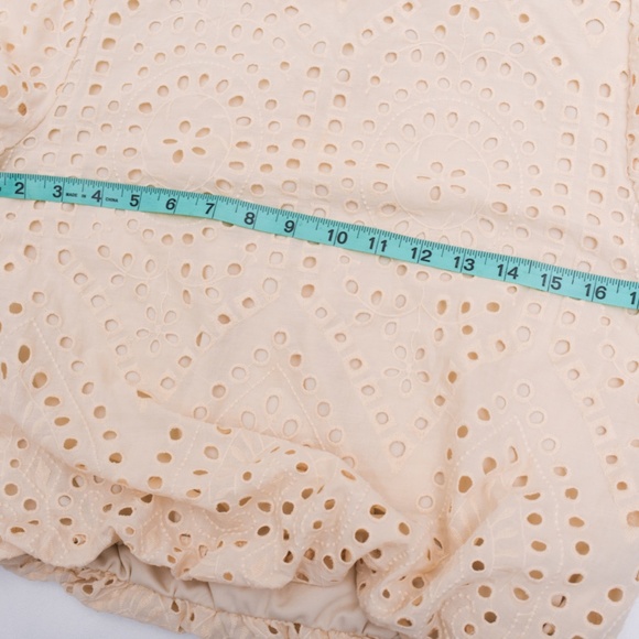 Feminine Eyelet Puff Sleeves Blouse Cute Girly Coquette Cream Medium - Picture 8 of 14